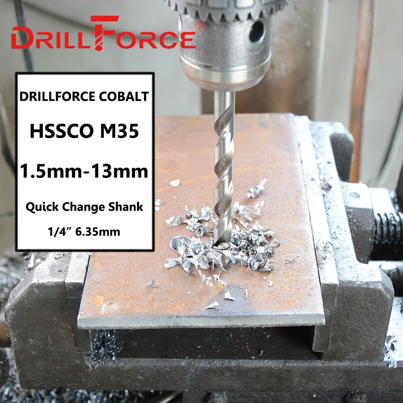 Drillforce 5 шт. кобальтовые сверла из быстрорежущей стали M35 спиральные для сверления