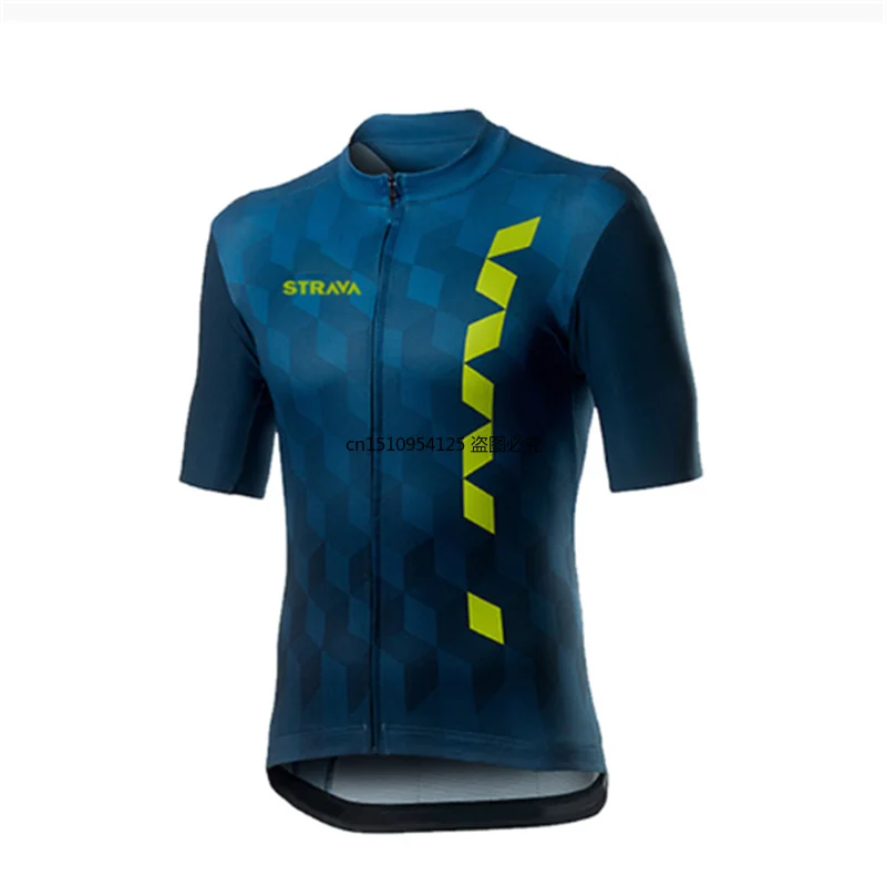 

2021 New Men's Bike Strava Cycling Jersey Wear Short Sleeve Quick-Drying Men's Non-Slip Elastic Breathable Bike Cycling Jersey