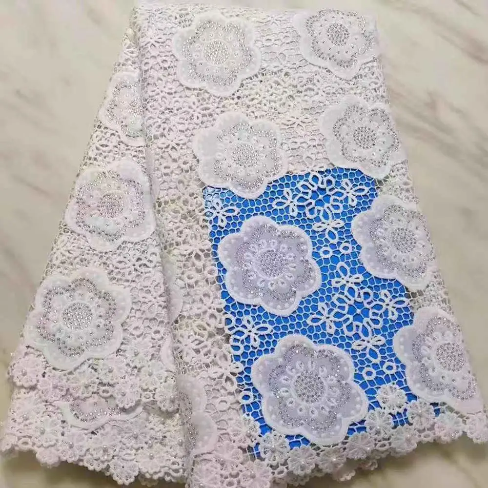 Белая лента из страз гипюр кружева превосходная вышитая африканская фланелевая