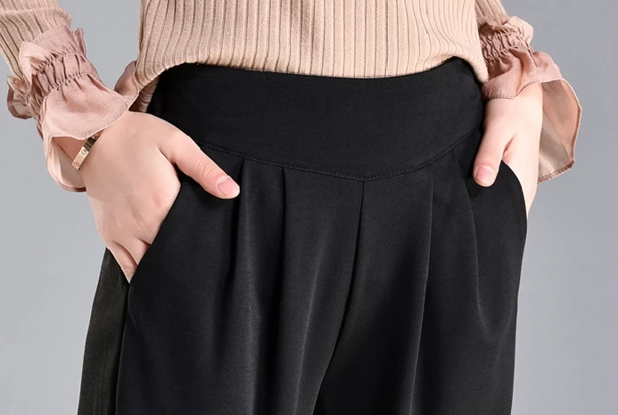 

plus size autumn winter women clothes vintage skinny ladies high waisted mujer 2019 black haroun loose turnip pants female A5696