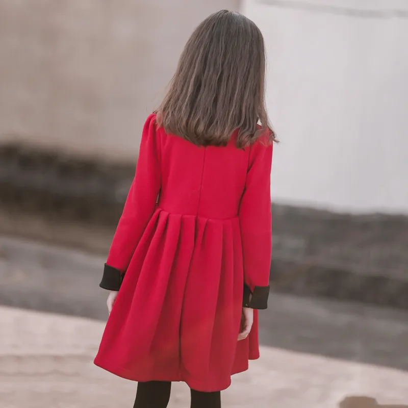 Girls Winter Dress Princess Christmas Red Velvet Long Sleeve Clothes Teen Party Elegant Costumes Kid Dresses for Girl 3 To 14 T | Детская