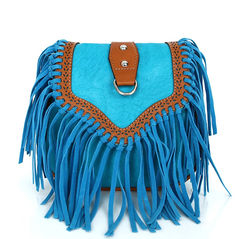 

Vintage Boho Free Spirit Tassel Crossbody Bag for Women 2021 Retro Hippie Designer Ladies Gypsy Fringe Bohemian Shoulder Handbag