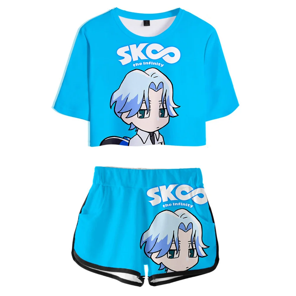 

Anime SK8 the Infinity Langa Hasegawa Cosplay Costume Print Crop Top Shorts Sportswear Summer Two Piece Sets