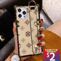 musubo square wrist strap phone cases for samsung galaxy note 20 s21 10 a71 s20 9 genuine leather shockproof soft cover female