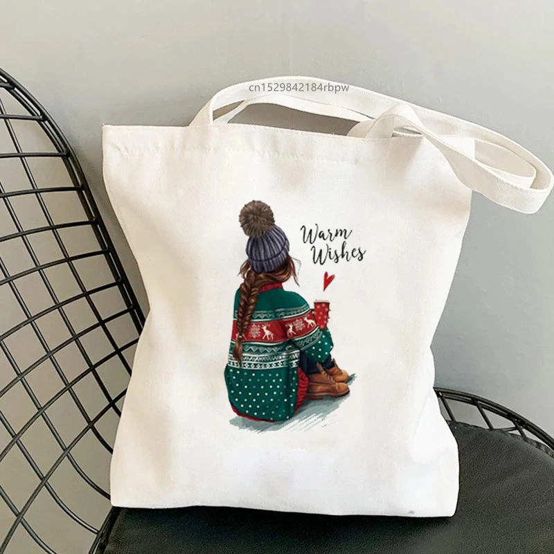 

Christmas Warm Wish Fashion Girl 2021 New Arrival Shoulder Canvas Chic Casual Ins Large Shopper Street Handbag Wallet Women Bag