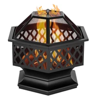 portable courtyard metal fire pit 24 hexagonal shaped iron brazier wood burning fire pit decoration for backyard poolside