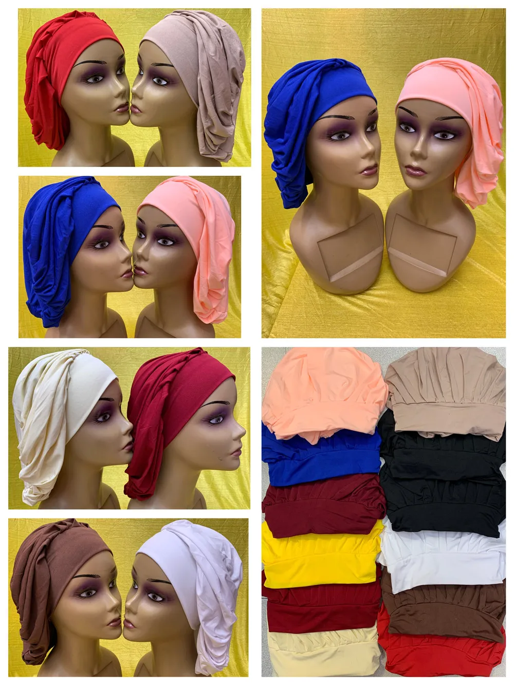 

New Muslim headdress turban cap for women cotton inner hijabs bonnet arab wrap head hijab underscarf caps Islamic 12pcs/pack