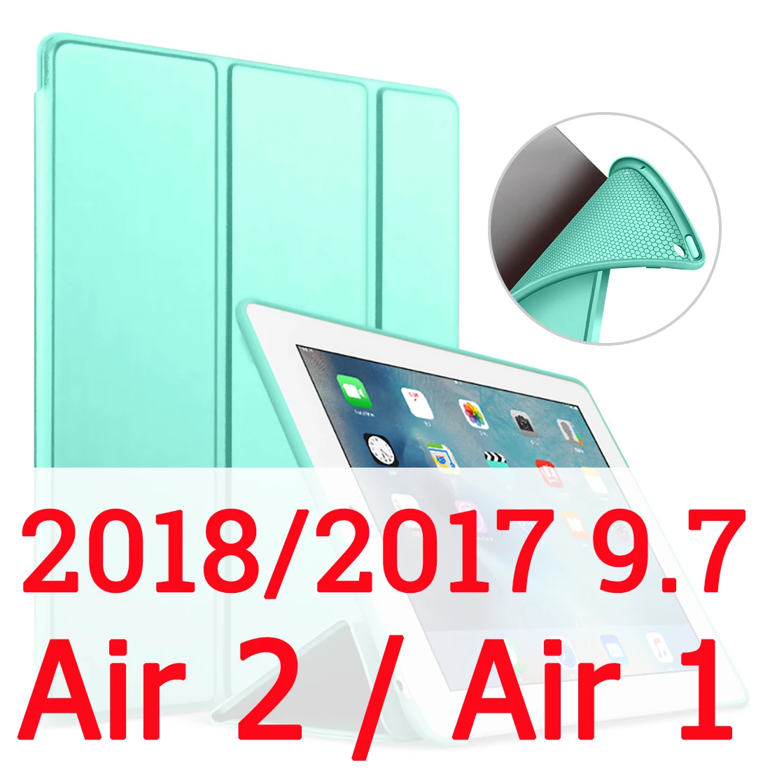 Mint 9.7 Для iPad Air 2 Air 1 чехол 9,7 Funda силиконовый мягкий задний из искусственной кожи умный чехол для iPad 6го поколения Чехол 10," - Цвет: Mint 9.7