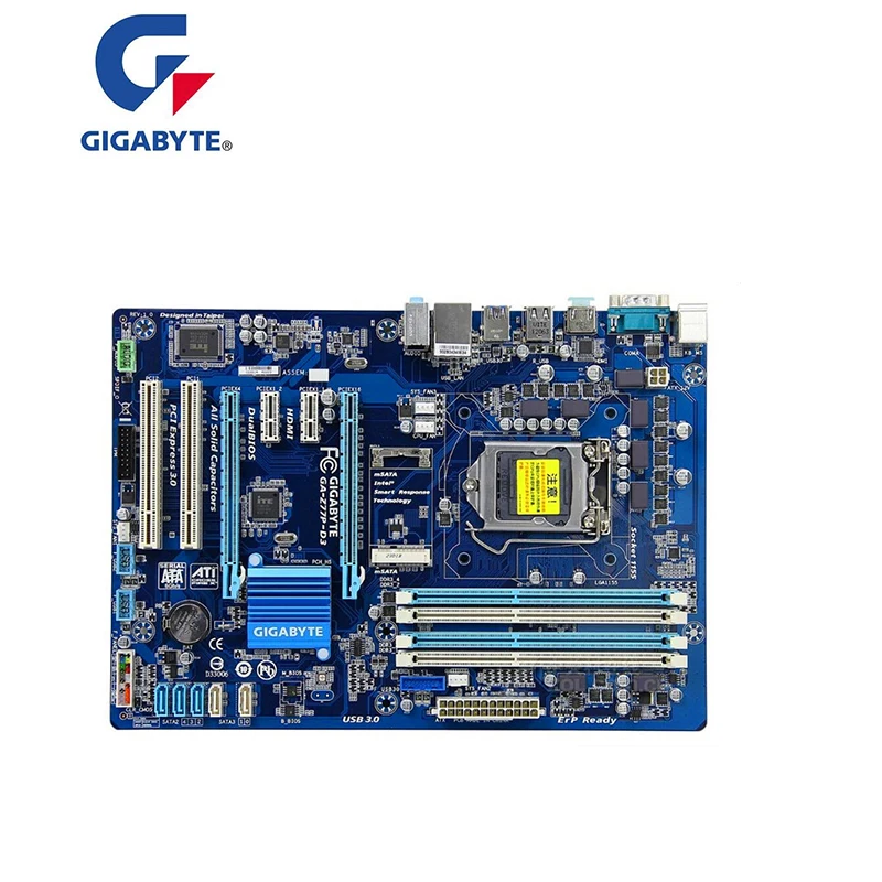 Б/у оригинальная материнская плата Z77 для Gigabyte GA-Z77P-D3 DDR3 LGA1155 встроенный гигабитный Ethernet Z77P-D3