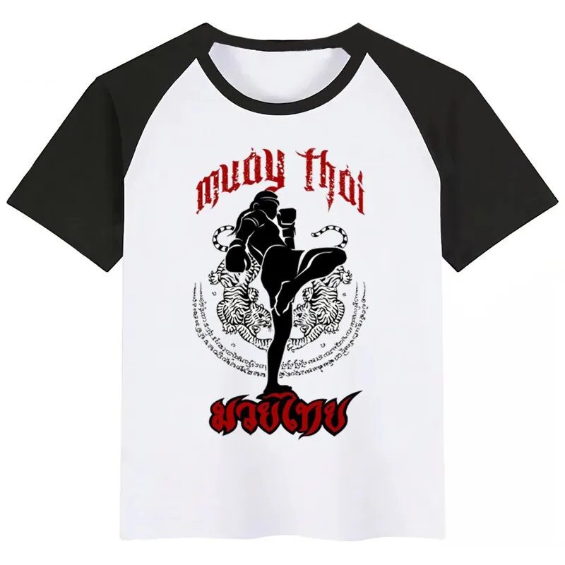 

Fighting Muay Thai Fight Summer Style Funny Cute Girl Tops Fashion Streetwear Harajuku Boy Tshirt Street Kid T Shirt