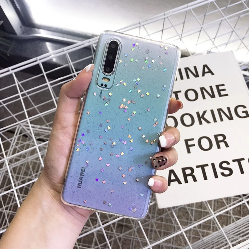Прозрачный чехол P20pro со звездами для Huawei p20 lite p30pro honor 8x мягкие силиконовые чехлы