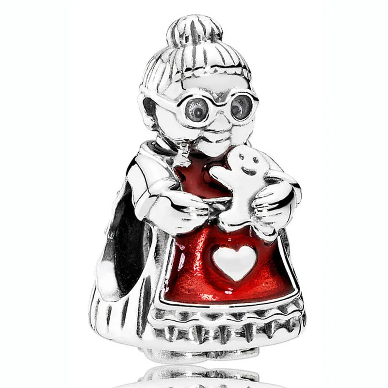 

Оригинальное ожерелье-браслет с красной эмалью с изображением Санта-Клауса из серебра 925 пробы