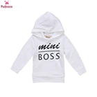 Осень новорожденных, малышей и детей младшего возраста состоящий из Повседневная Толстовки с капюшоном для маленьких мальчиков и девочек с принтом в виде надписи мини толстовка с надписью Boss толстовки с капюшоном, верхняя одежда для детей