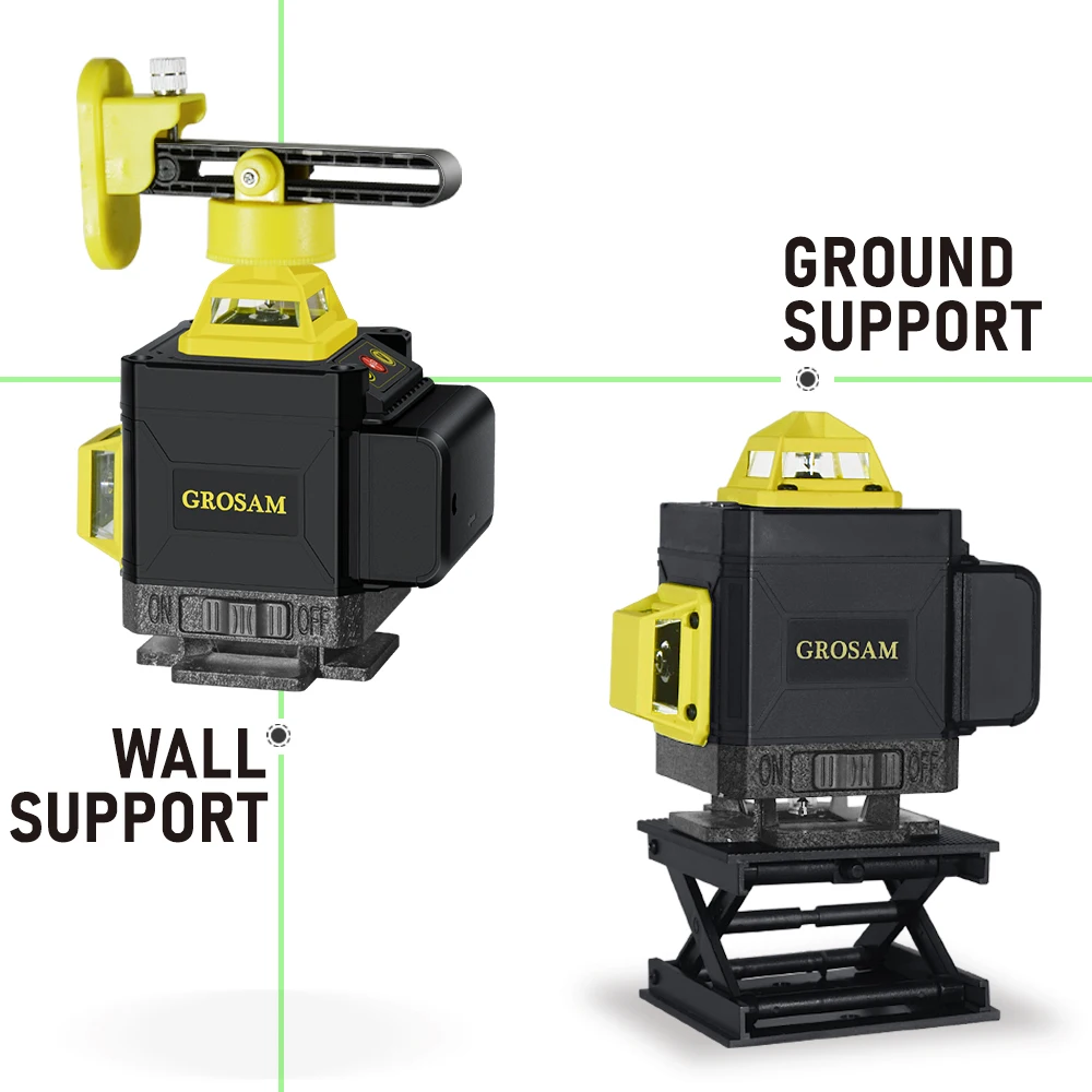 GROSAM 16 Lines 4D Green Laser Levels 360 Horizontal And Vertical Cross  Lines With Auto Self-Leveling Indoors And Outdoors surface roughness gauge