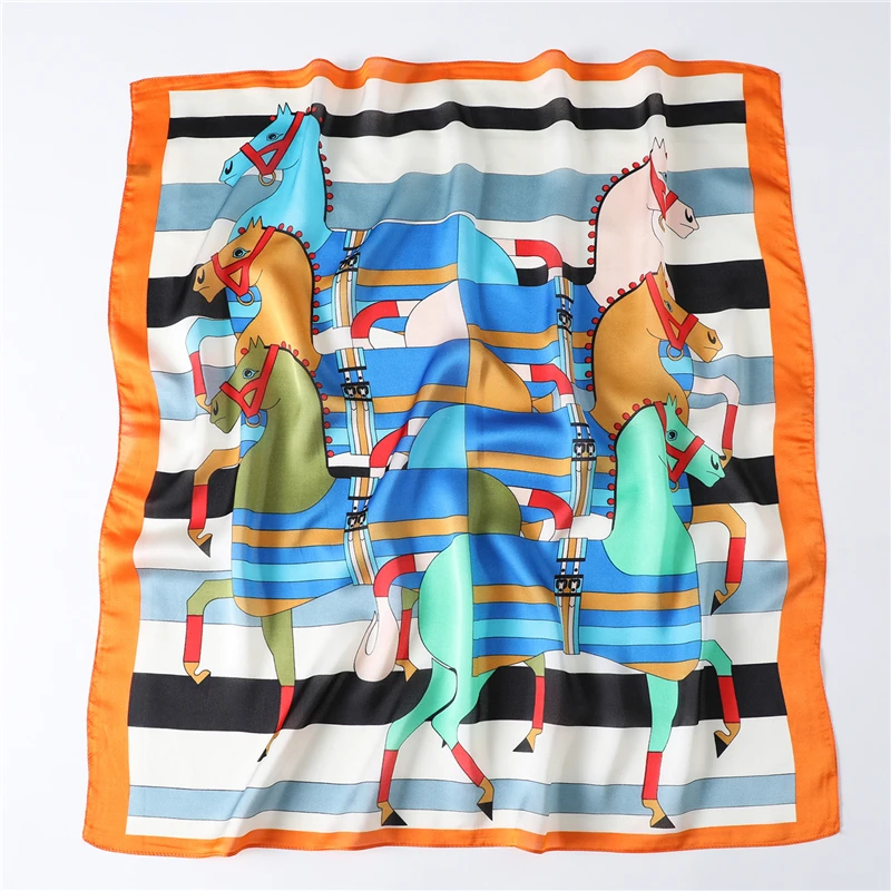 

Luxe Paard Sjaal Vrouwen Zijden Vierkante Hals Haar Sjaals Voor Dames Print Foulard Halsdoek Bandana Sjaals En Wraps