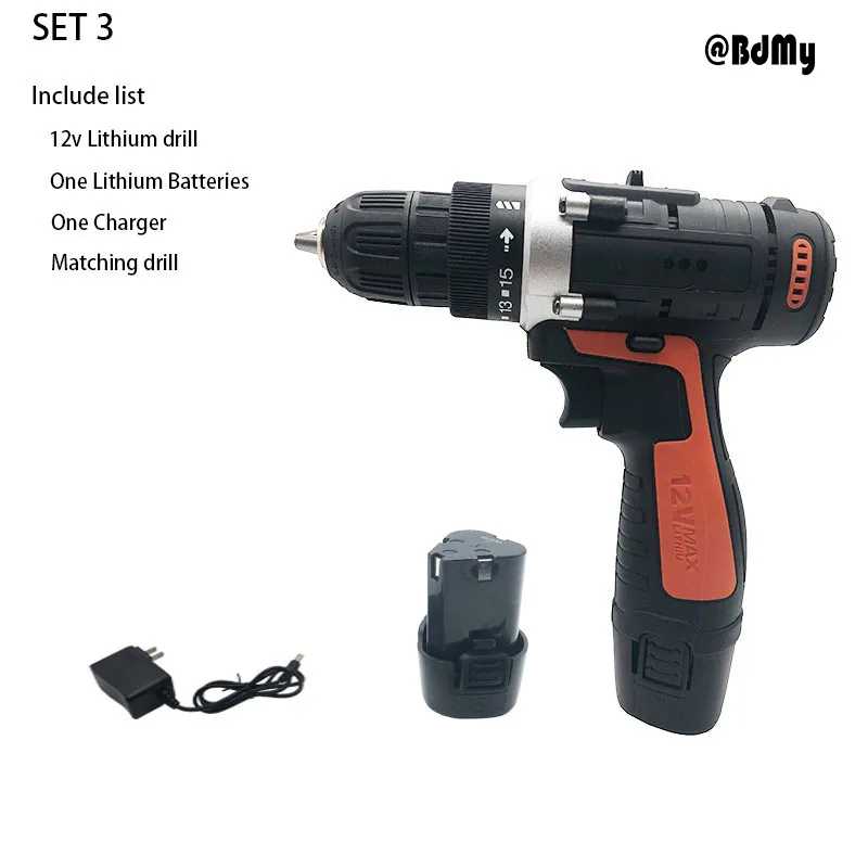 BDMY 12vCordless литиевая электрическая сверление на двойной скорости отвертка дрель