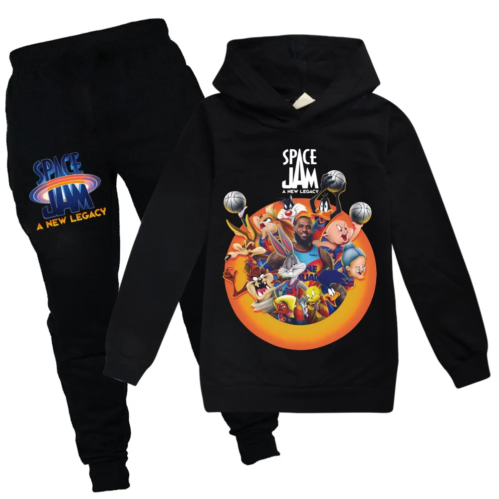 

2021 SPACE JAM 2 Cotton child Tracksuit Autumn cosplay costume Sets Children Boys Girls Clothes Kids Hooded T-shirt+Pants Suits