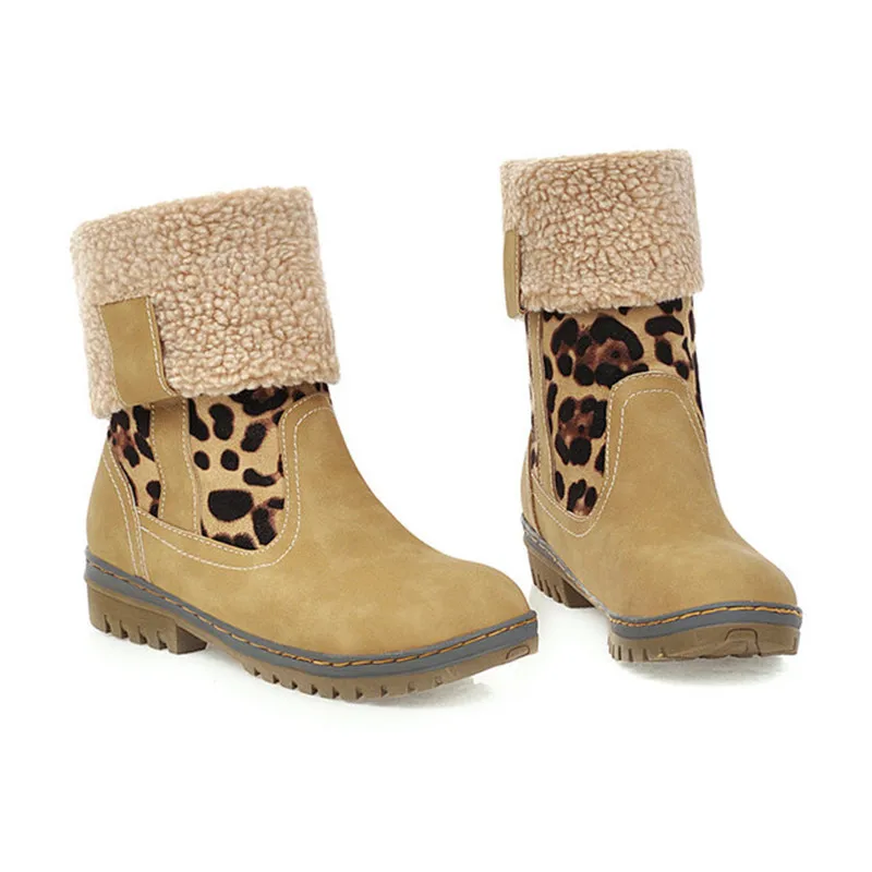 

Han edition модные женские сапоги новые женские сапоги с леопардовым принтом и шерстяные теплые удобные сапоги большого размера # & 39,48