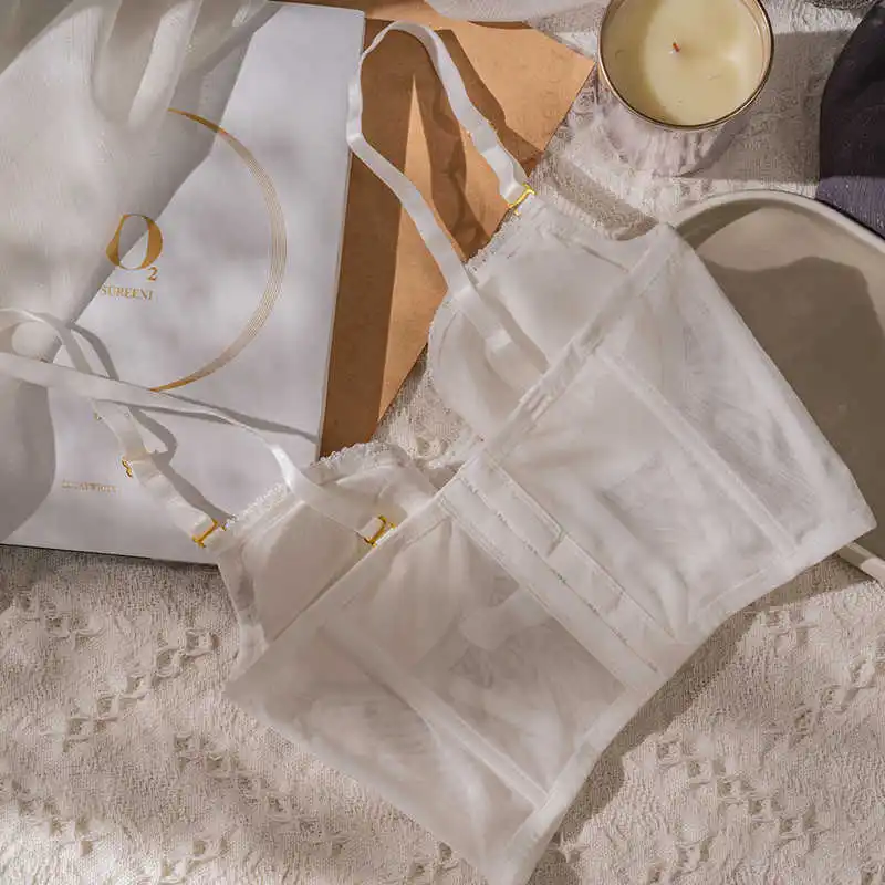 

2021 New Underwear Sets Sexy Lace Embroidery Transparent Bra Panty Two Piece Women Bralette Outside Wear French Lingerie Set