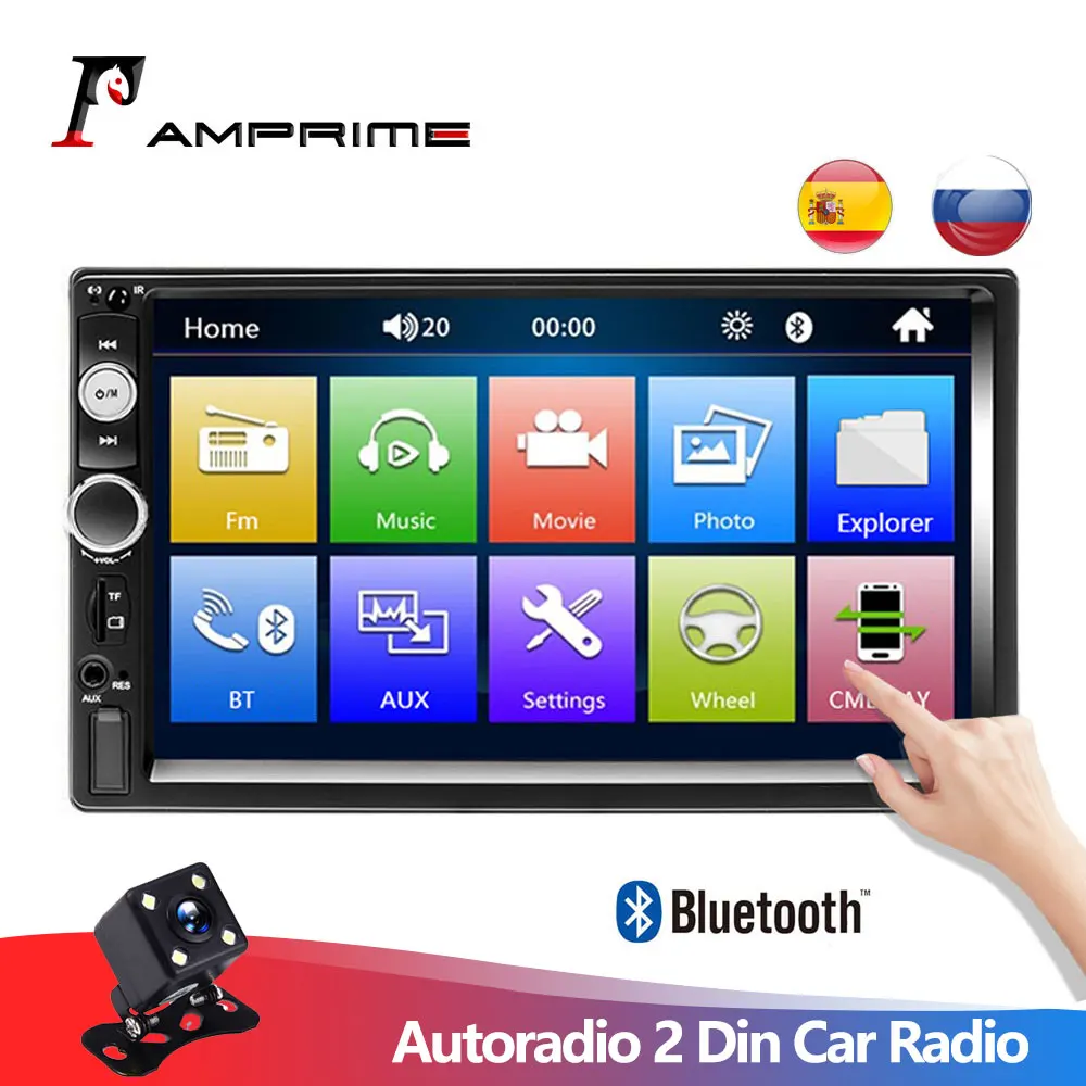 AMPrime Авторадио 2 Din автомагнитола " сенсорный экран Dash MP5 Bluetooth USB Автомобильный цифровой 2Din мультимедийный плеер камера заднего вида