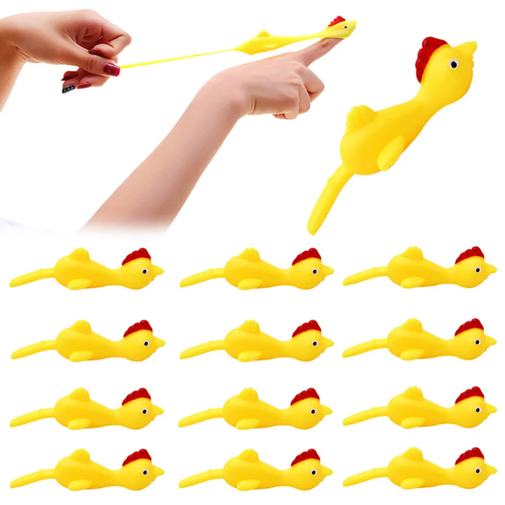

16Pcs Chicken Shape Catapults Funny Prank Prop Cartoon Launching Toy Tricky Party Favors for Children Kids