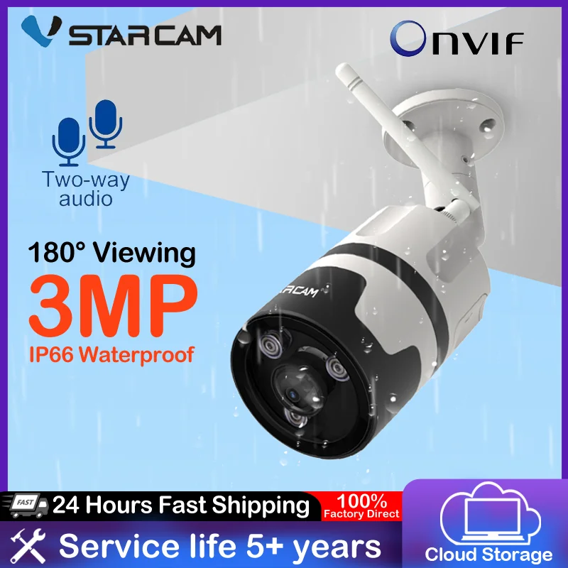 Vstarcam 3MP/2MP IP камера с двухканальным аудио Камера на открытом воздухе Wi Fi IP66