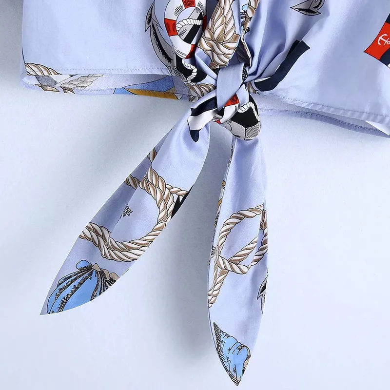

2021 new factory sales customized women's bow tie printed fashion shirt women's short-sleeved shirt T-shirt