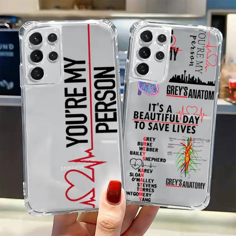 

Greys Anatomy You're My Person Phone Case Transparent for Samsung A 10 21S 31 50 51 52 12 71 S note 10 20 21 fe plus ultra