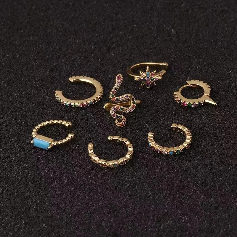 

Искусственные ювелирные изделия, серьги-манжеты для ушей, серьги-кольца, модные серьги-кольца со звездами, серьги-манжеты, не проколотые