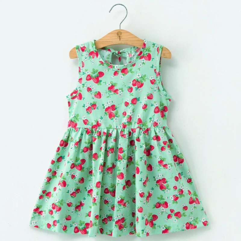 Girl Dress Cute 2020 Cotton Sleeveless Flower Print and Linen Floral Baby Spring Summer Dresses for Girls | Детская одежда и обувь