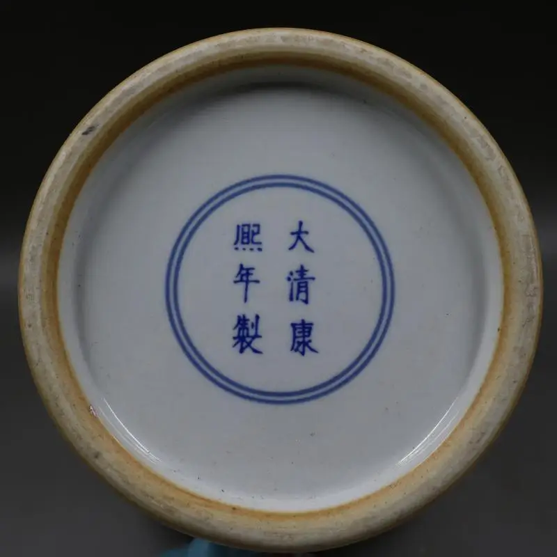 

Qing Dynasty Kangxi Blue Pastel Flower Dragon Jar Pattern General Tank Pot Antique Craft Porcelain Home Furnishings Antique