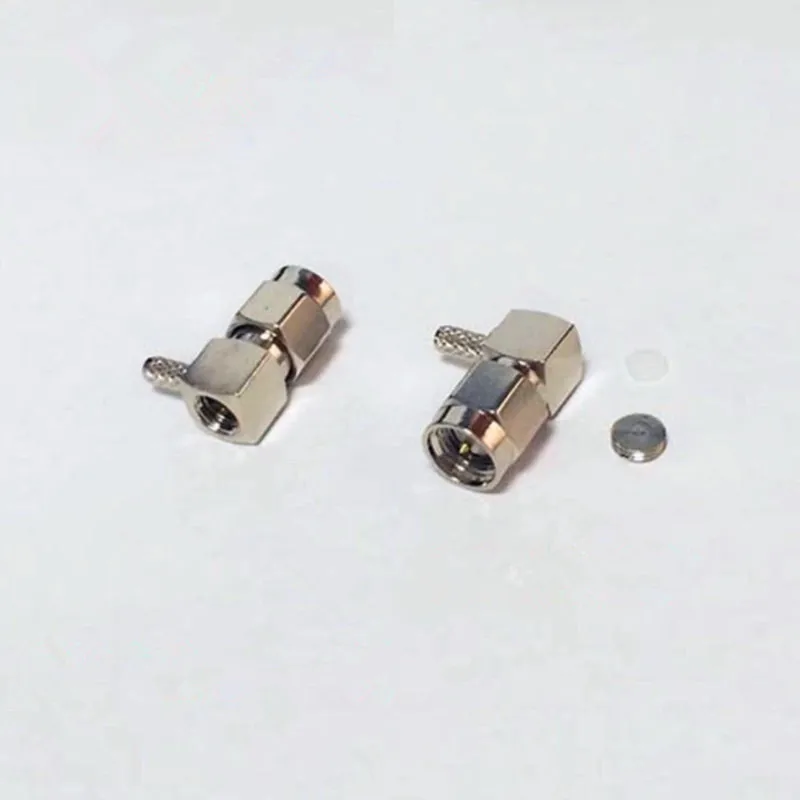 

5pcs SMA Antenna Connector Adapter 90 Degree Angle RF Connector Crimp RG316 RG174 Cable Nickel Plating