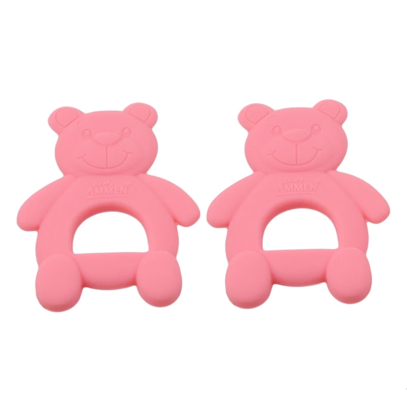 2pcs pink Панда, силиконовый Прорезыватель для зубов для малышей, прорезыватель, кольцо, прорезыватель, подвеска, ожерелье, сделай сам, Детская жевательная игрушка, подарок для младенцев - Цвет: 2pcs pink
