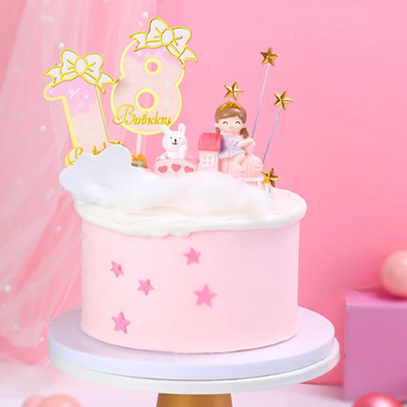 

Цифры голубые розовые для детского дня рождения украшения торта кекса топперы для торта флажки Anniversaire Baby Shower наборы для торта