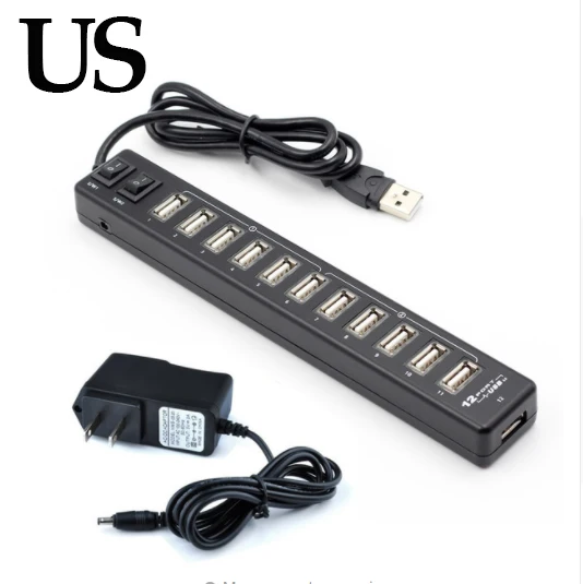 Black 12 US HUG Usb-хаб 4/7/12 Порты и разъёмы расширитель адаптер USB 3,0 концентратор Мульти USB разветвитель 2,0 хаб 3 концентратор 3,0 несколько USB3.0 сетевой концентратор USB кард-ридер для ПК - Цвет: Black 12 US HUG