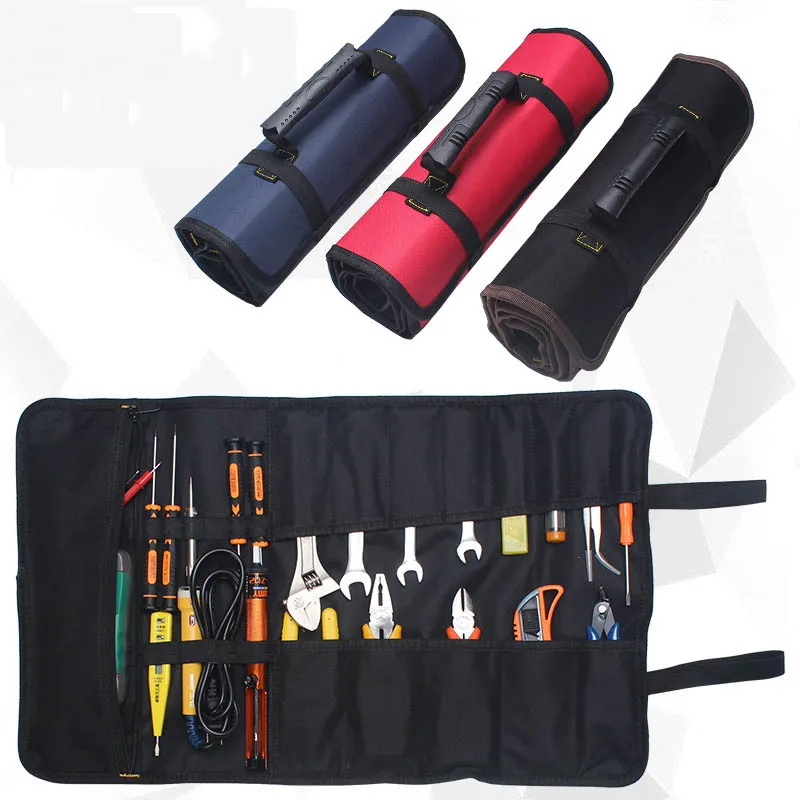 ZK30 Folding Roll Bags For Tool Multifunction Tool Bags Practical Carrying Handles Oxford Canvas Chisel Tool Instrument Case