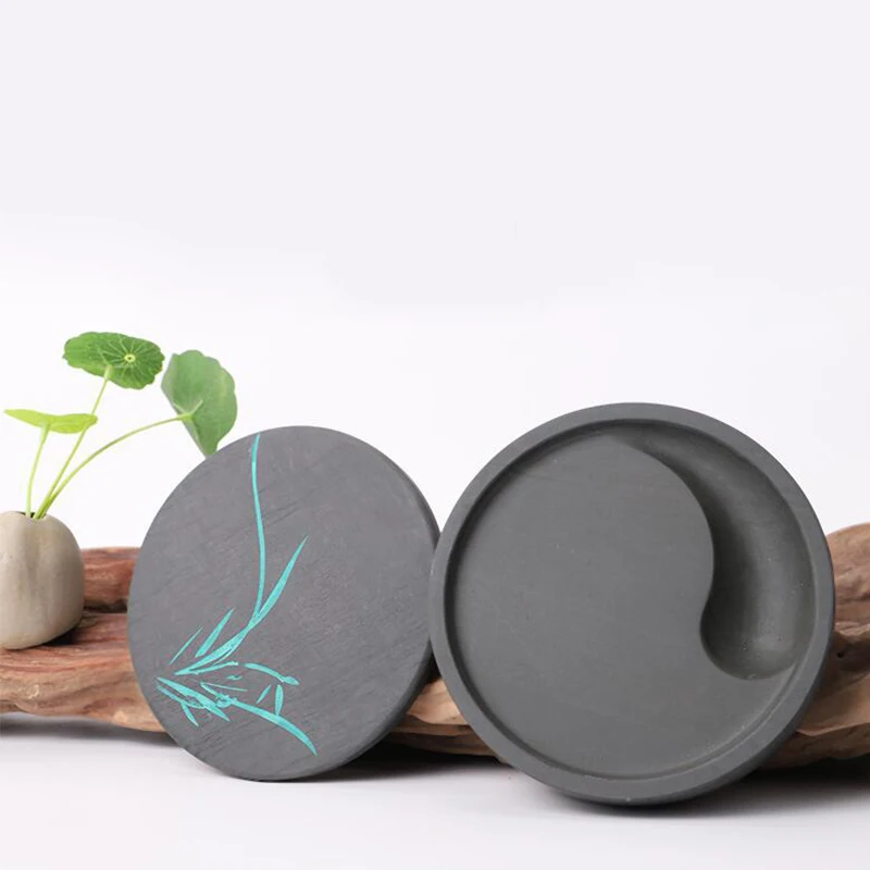 

Чернильный камень Taiji, 1 шт., четыре сокровища, китайский чернильный камень, Круглый, с крышкой, 5 дюймов