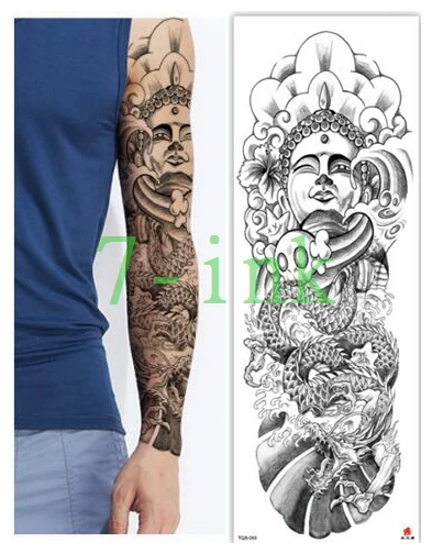 

Водостойкая татуировка, наклейка на всю руку, дракон, Властелин Будды, татуировка, искусственная татуировка для мужчин, женщин, мужчин