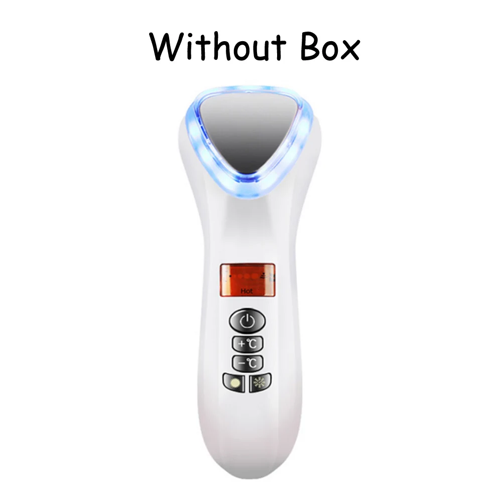 White No box Устройство для ухода за лицом горяче-холодный молоточек криотерапия синий Фотон Лечение Акне лифтинг омоложение прибор для лица косметический Массажер для кожи - Цвет: White No box