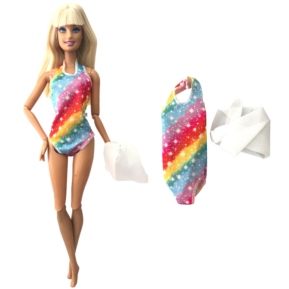 NK 1 шт. Модный Купальник бикини Цветной купальник радужной расцветки для куклы