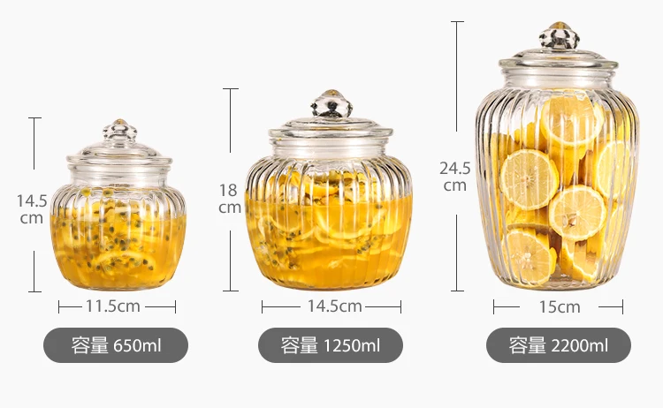 650/1250 мл 3 шт. стеклянный контейнер Kimchi банка кухонная маринованная Бытовая