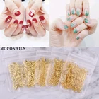 200 шт.пакет ногтей очаровательные серьги-гвоздики металлик цвета: золотистый, Серебристый сплав металла шпильки 3D Стад аксессуар с креплением на кератиновых пластинах искусство блестки серьги-гвоздики-дизайн Decorati