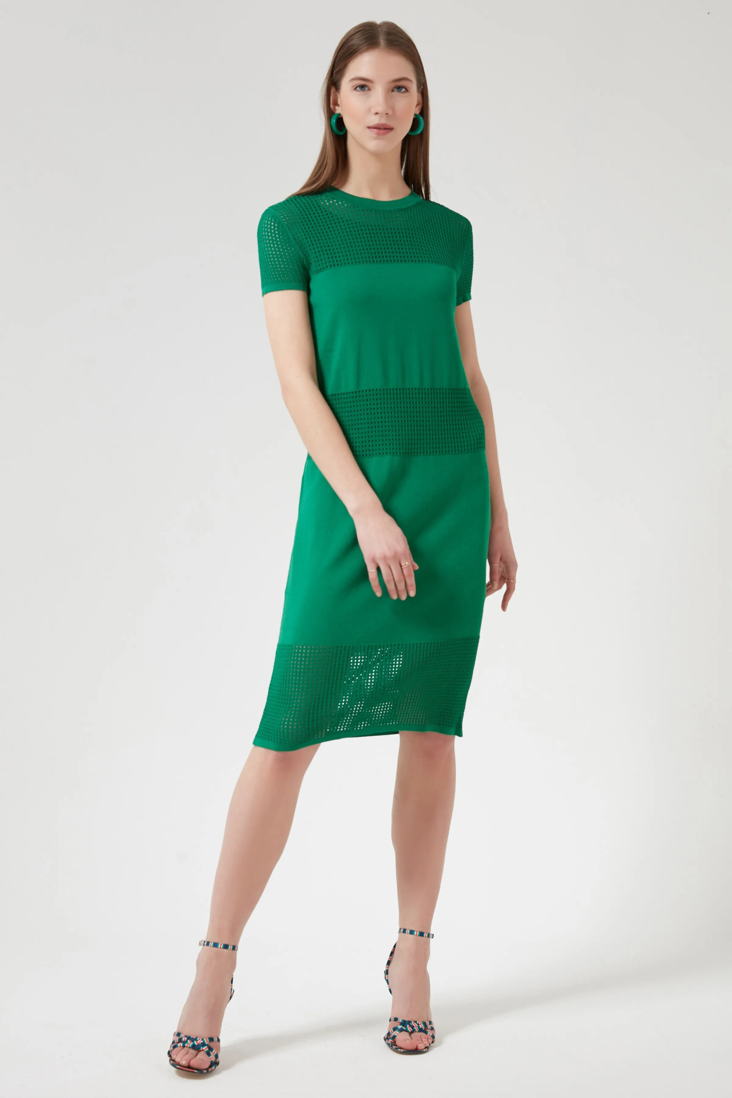 Клетчатое трикотажное платье с велосипедным воротником|Женские платья| |