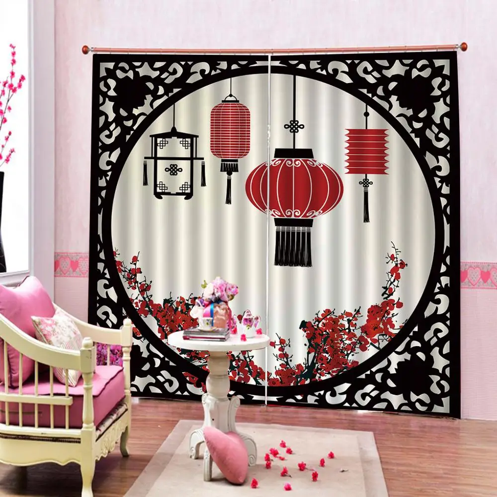 

chinese curtains photo Blackout Window Drapes Luxury 3D Curtains For Living room Bed room Office Hotel Home Drapes Cortinas