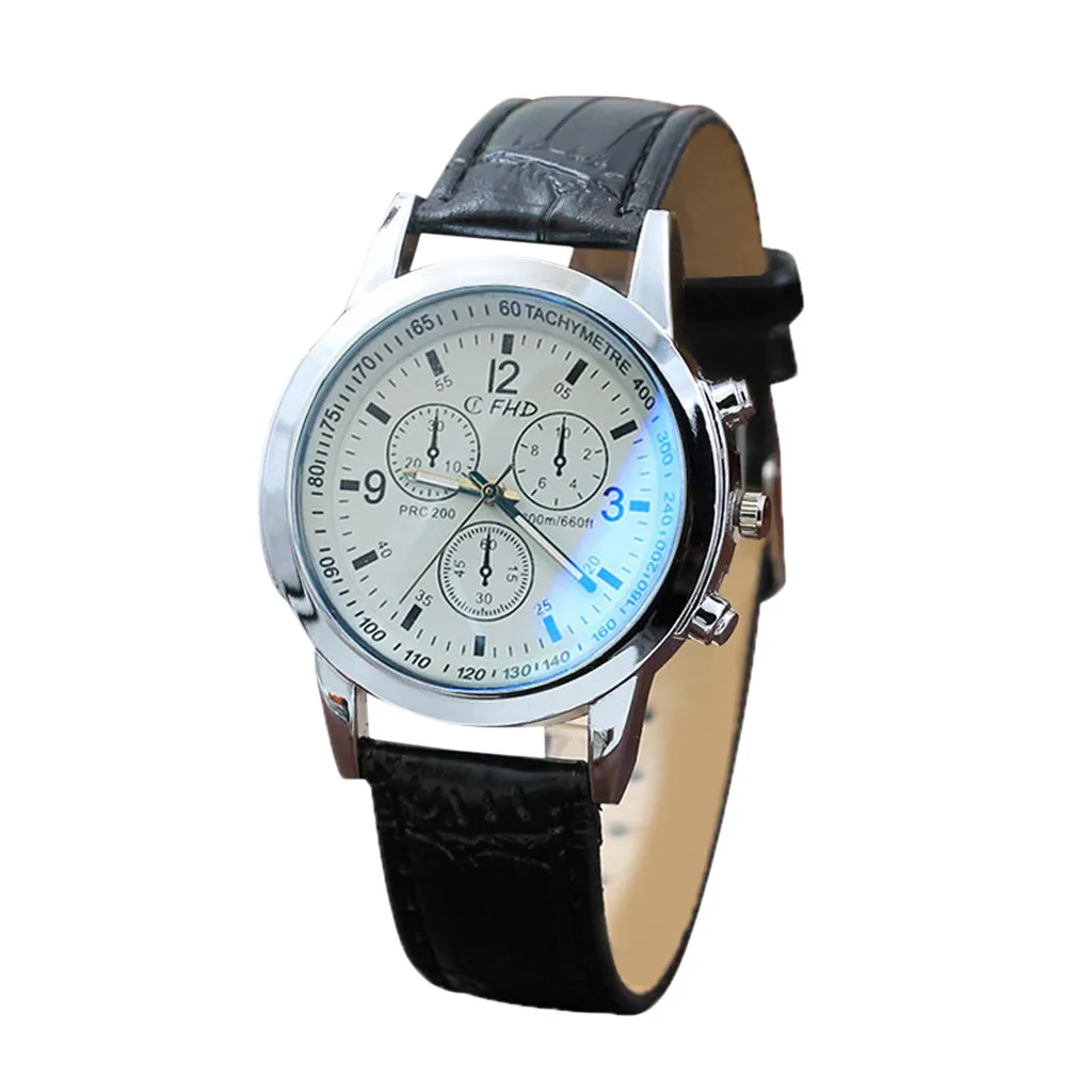 

2021 Men Quartz Watch Relogio Masculino Blu Ray Glass Watch Neutral Quartz Simulates The Wrist Watch Wristwatch Reloj Hombre #98