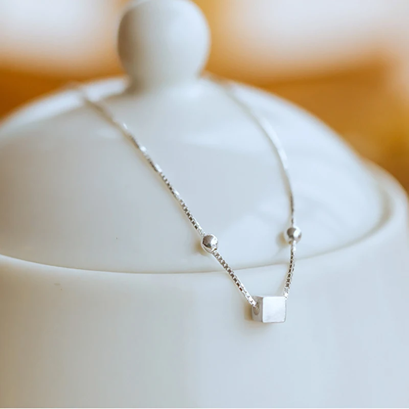 Браслеты на ногу женские из серебра 925 пробы элегантные Квадратные Украшения