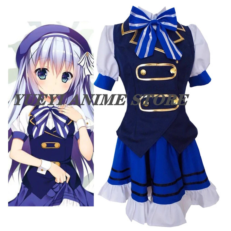 

Anime Is the Order a Rabbit Kafuu Chino cosplay costume Women Blue Kafuu Chino Lolita dress Customize Cosplay Costumes