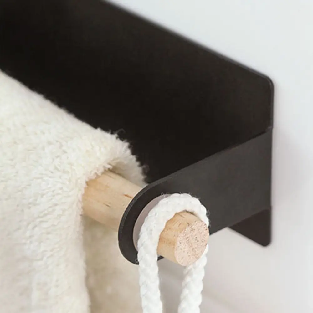Bathroom Wood Towel Hanger Rack Bar Kitchen Cabinet Cling Film Rag Hanging Holder Organizer Toilet Roll Paper Shelf | Дом и сад