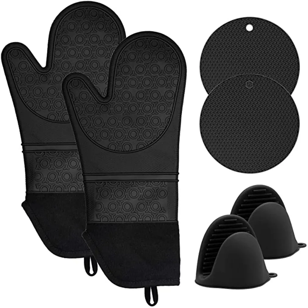 

Pieces Set Silicone Oven Mitts And Pot Holders Pads Heat Resistant Honeycomb Mat Oven Mitts For Grilling Cooking Baking