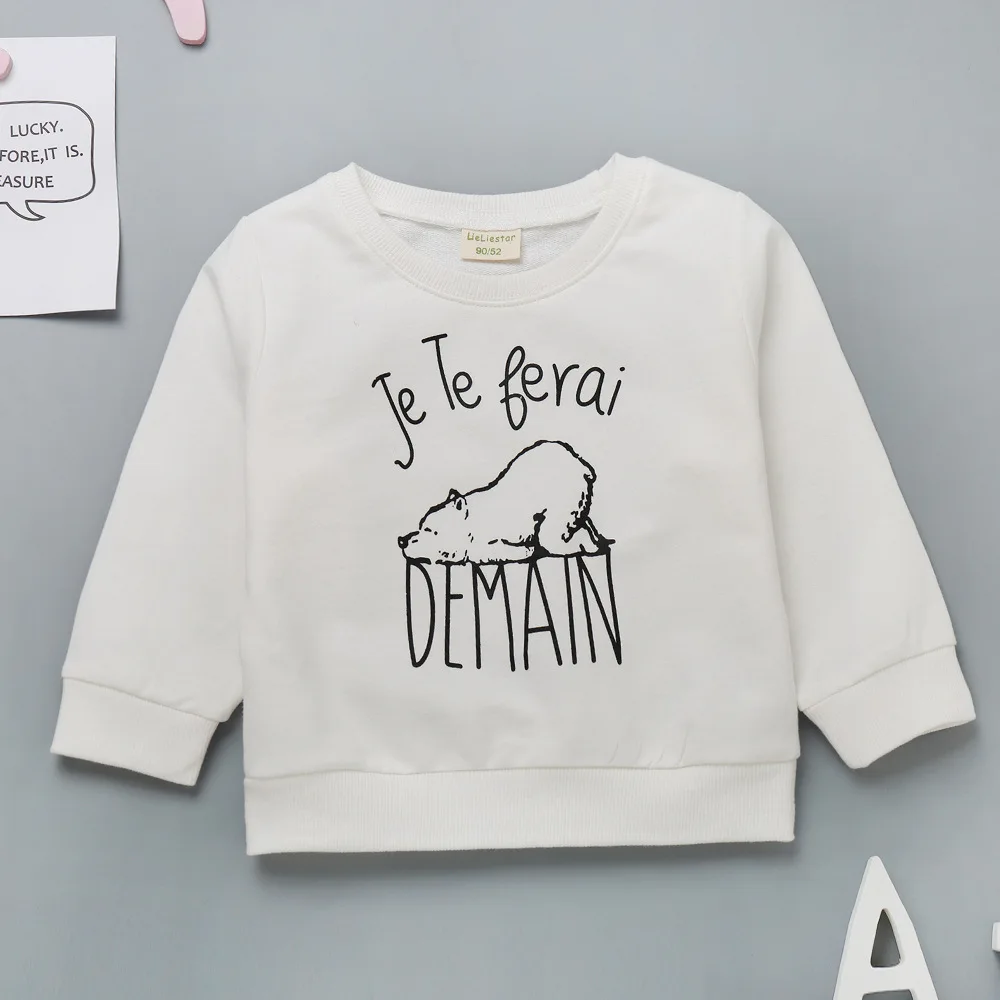 

27Kids Autumn Girls Full sleeve T Shirt Polar Bear Partern Cotton Fabric Fashion Top Spring Children Clothe O-neck Tops